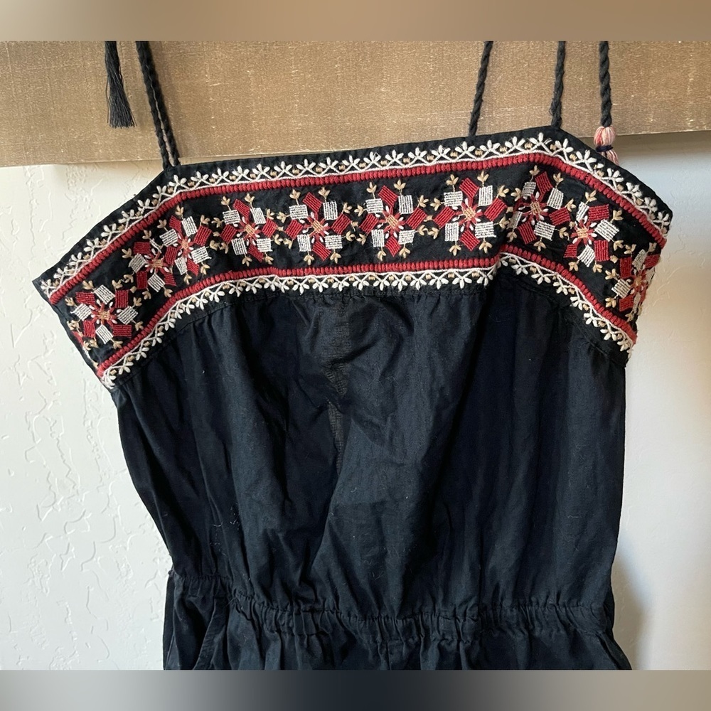 Abercrombie & Fitch|Embroidered Aztec Border Full Length Jumpsuit, Boho/Tassels• - Picture 8 of 16